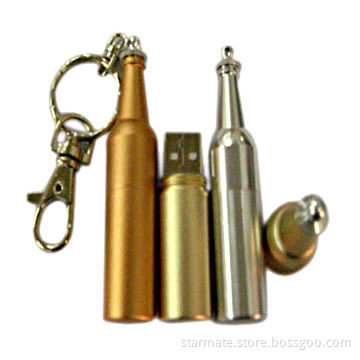 USB Flash Disk with Metal Bottle Shape, Shock-proof and Moisture-proof